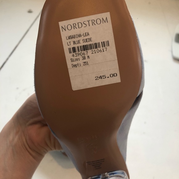 LIGHT BLUE SUEDE MULES/ HEELS - Picture 3 of 4